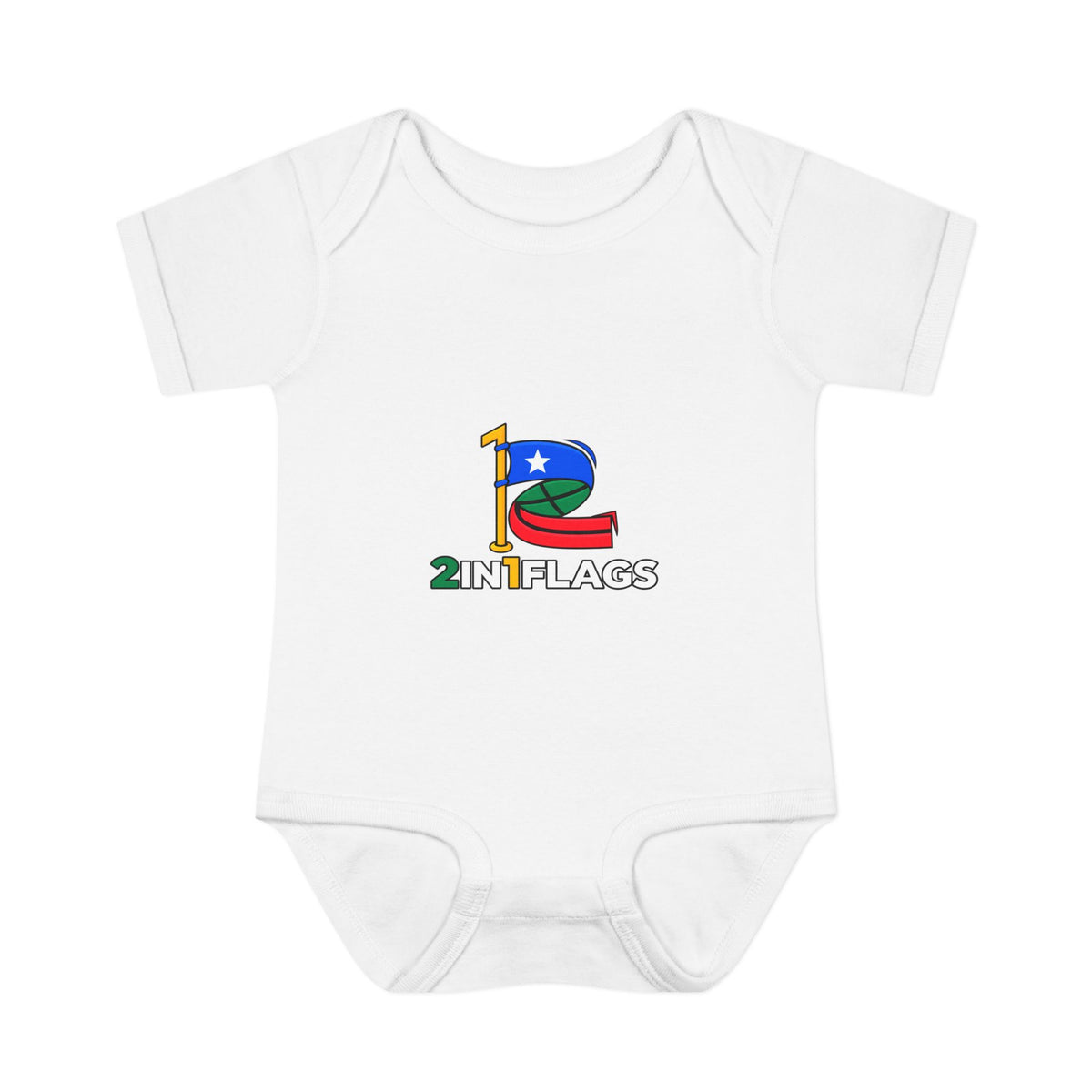 Custom 2in1 Flag Baby Bodysuit in Black with custom dual flag design