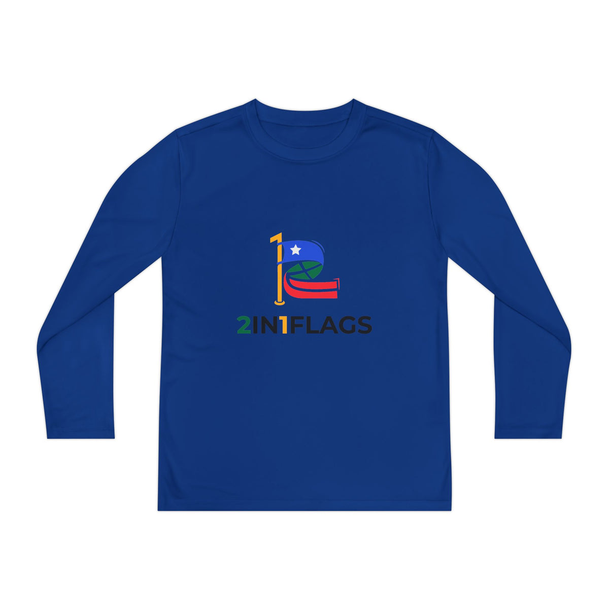 Custom 2in1 Flag Youth Long Sleeve Tee with custom dual flag design
