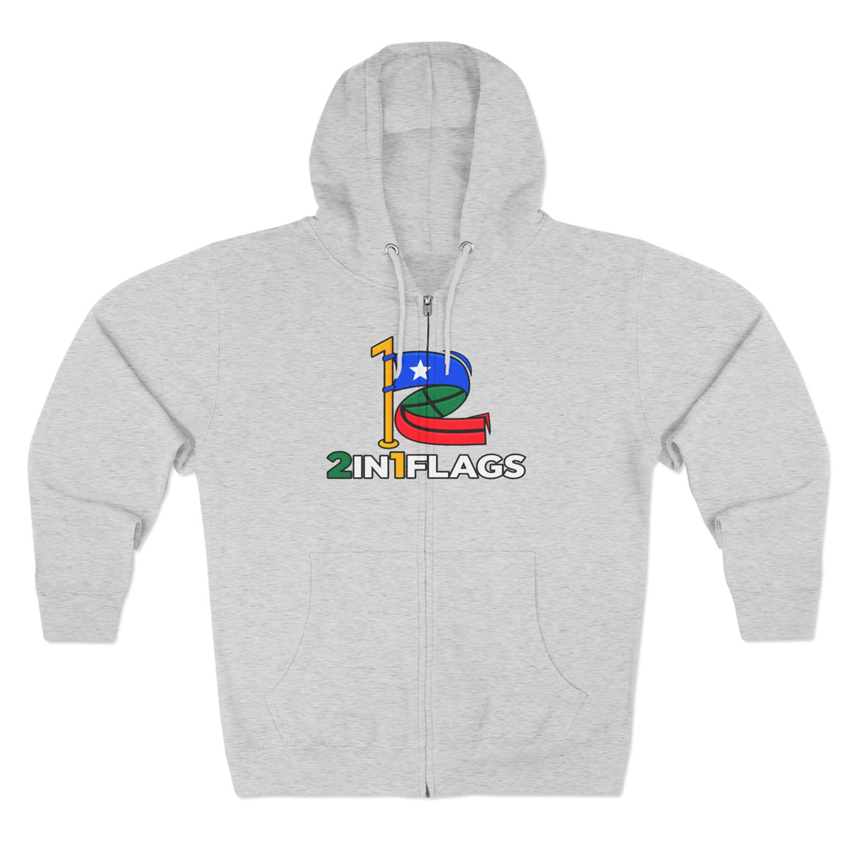 Custom 2in1 Flag Zip Hoodie in Black with custom dual flag design