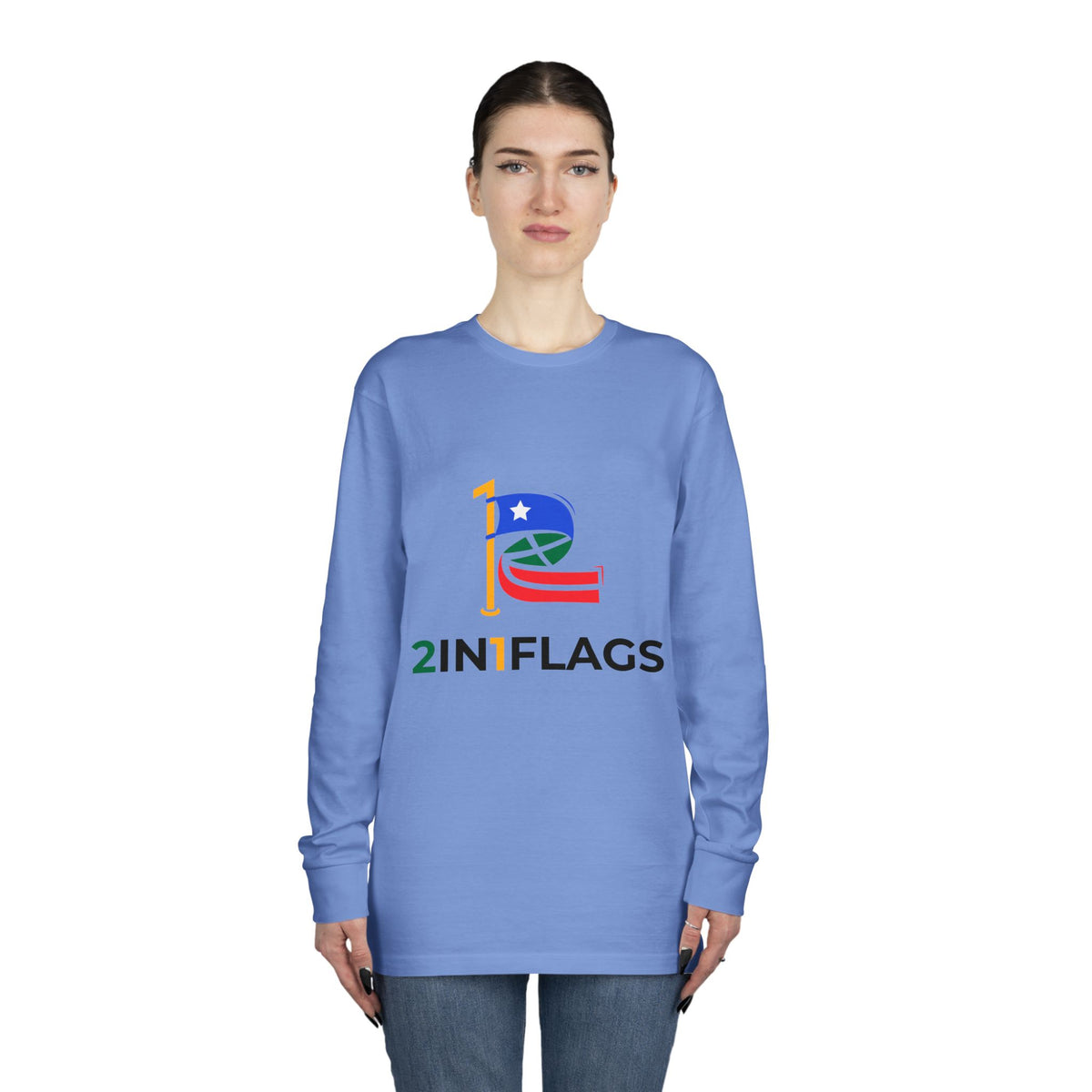 Custom 2in1 Flag Long Sleeve Tee with custom dual flag design