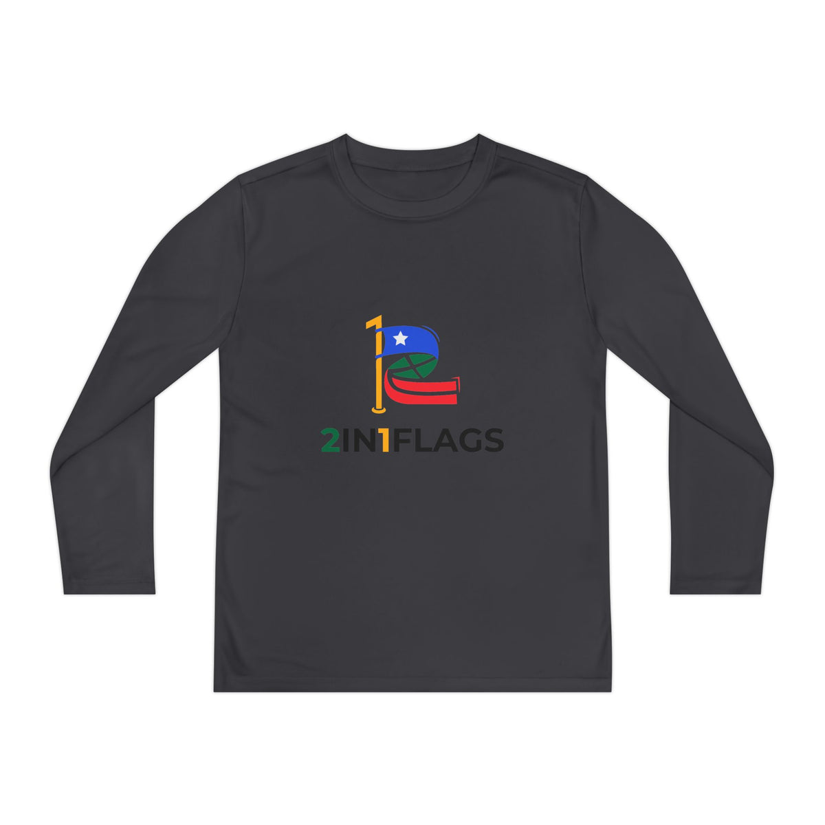 Custom 2in1 Flag Youth Long Sleeve Tee with custom dual flag design