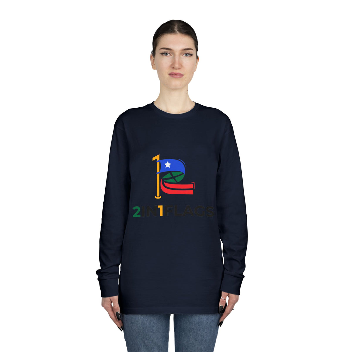 Custom 2in1 Flag Long Sleeve Tee with custom dual flag design