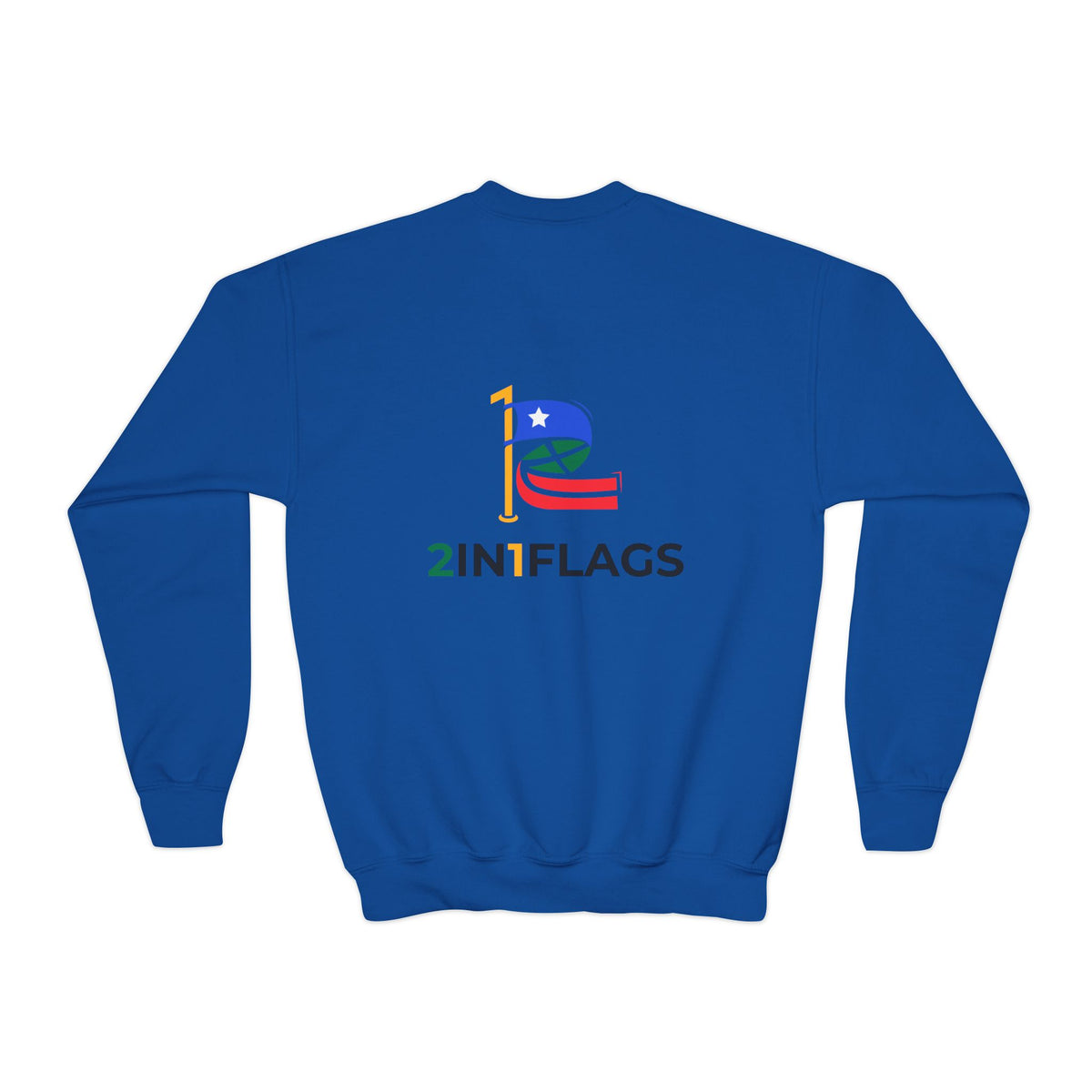 Custom 2in1 Flag Youth Crewneck Sweatshirt with custom dual flag design