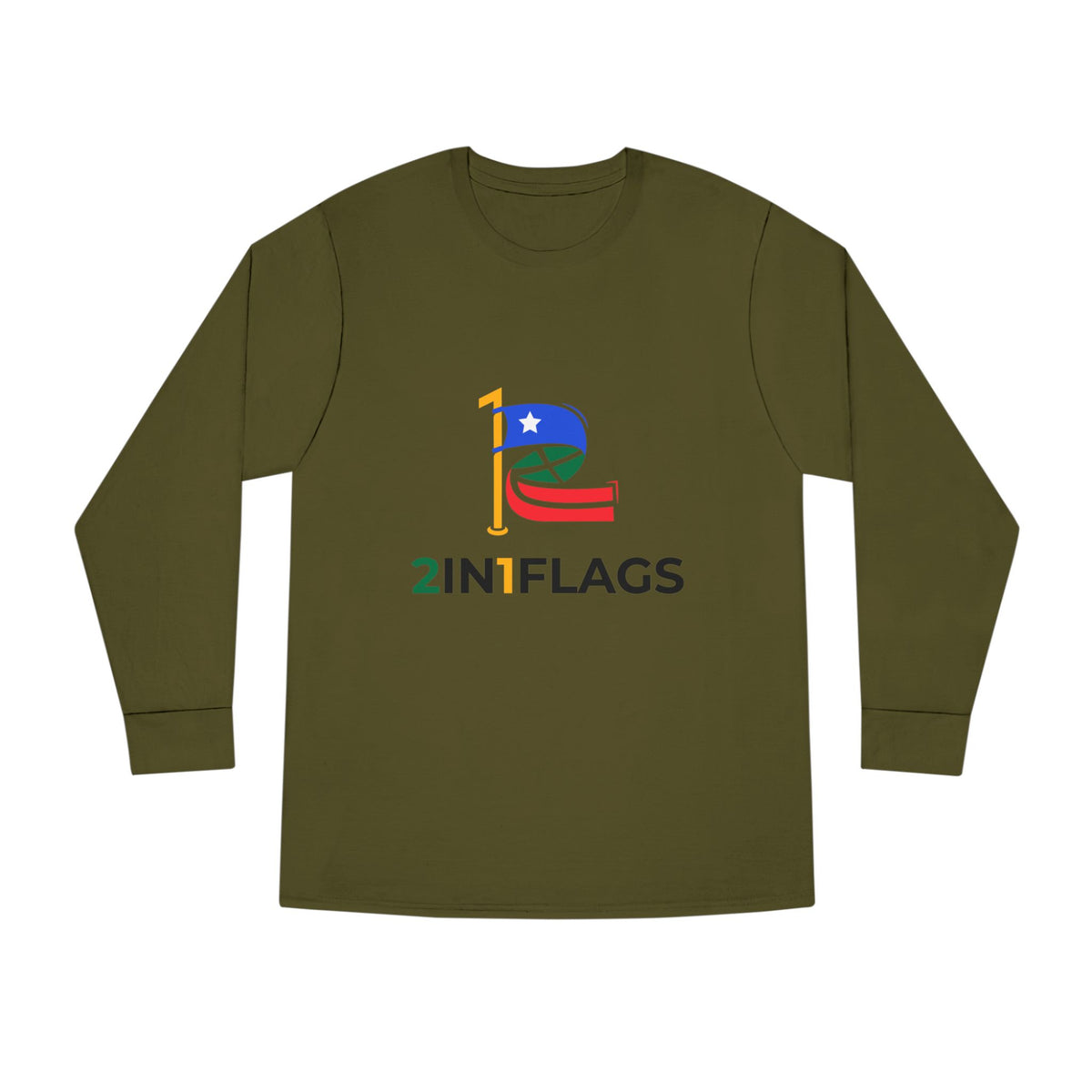 Custom 2in1 Flag Long Sleeve Tee with custom dual flag design