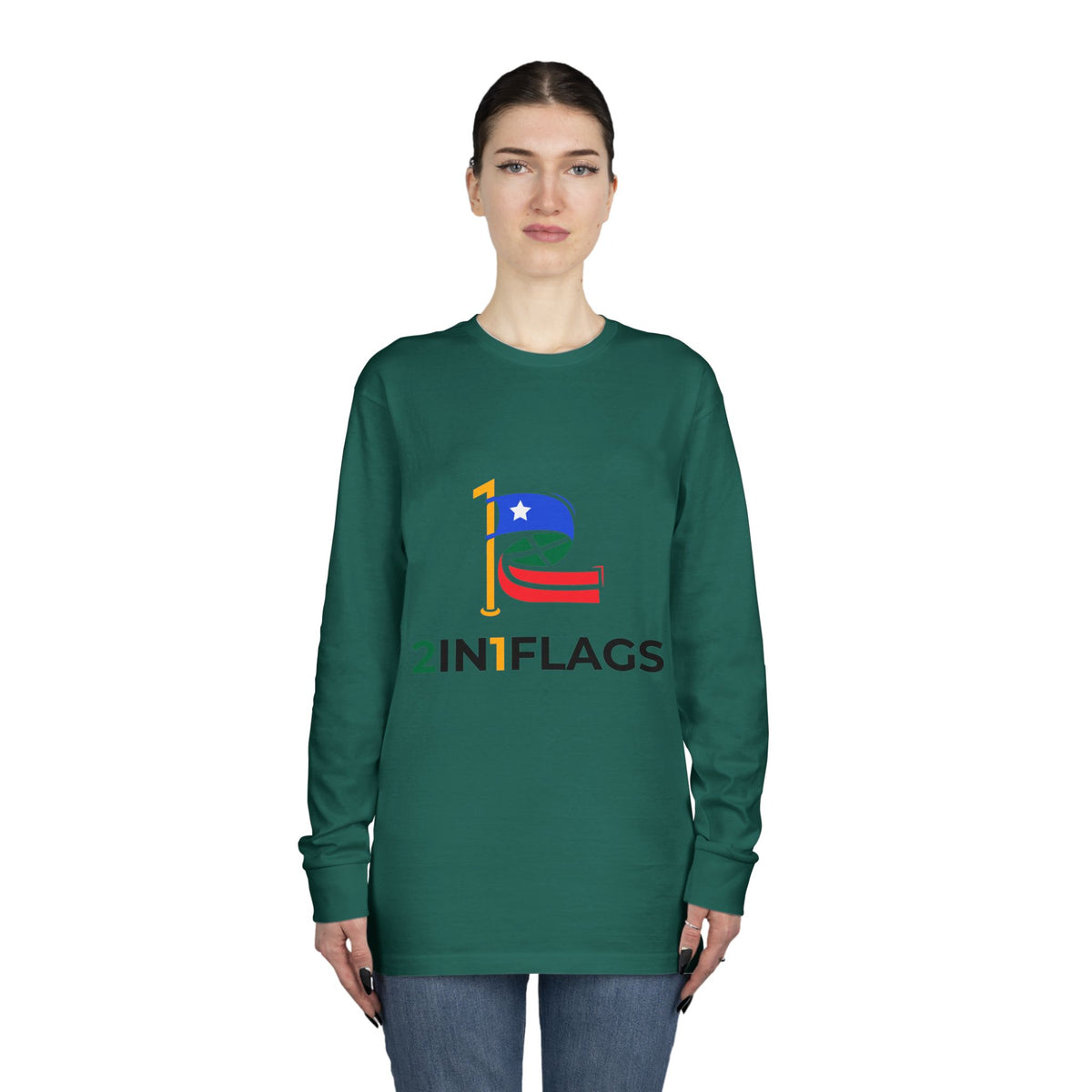 Custom 2in1 Flag Long Sleeve Tee with custom dual flag design