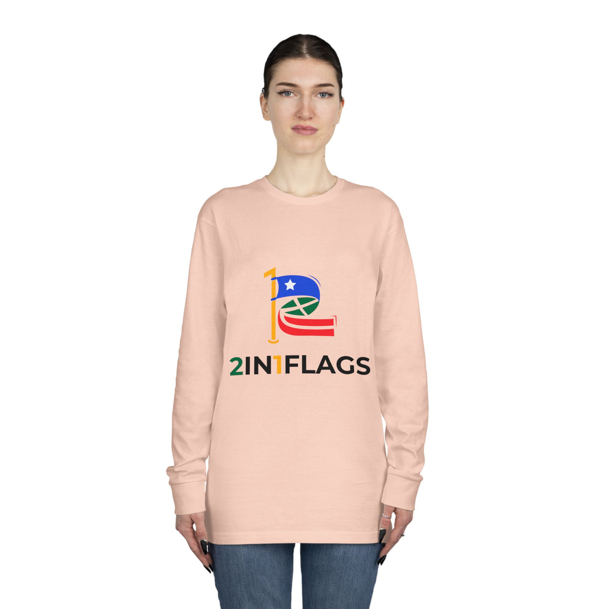 Custom 2in1 Flag Long Sleeve Tee with custom dual flag design