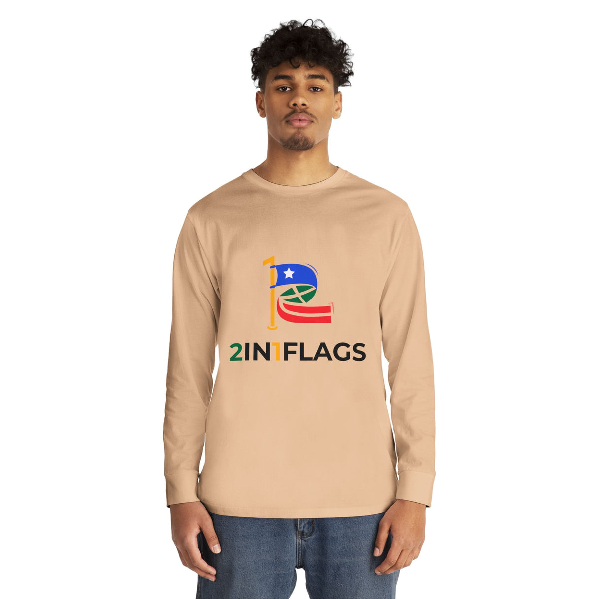 Custom 2in1 Flag Long Sleeve Tee with custom dual flag design