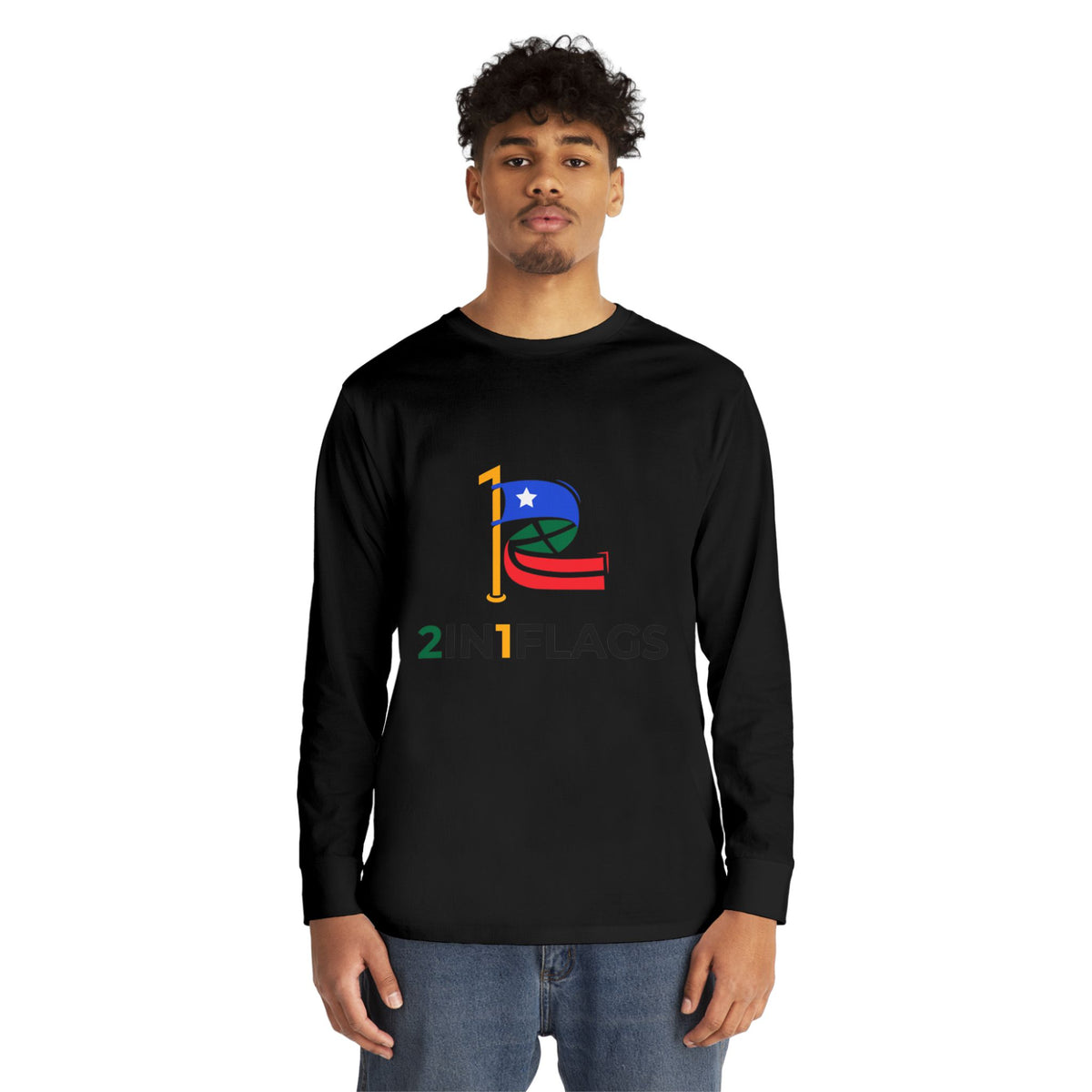 Custom 2in1 Flag Long Sleeve Tee with custom dual flag design