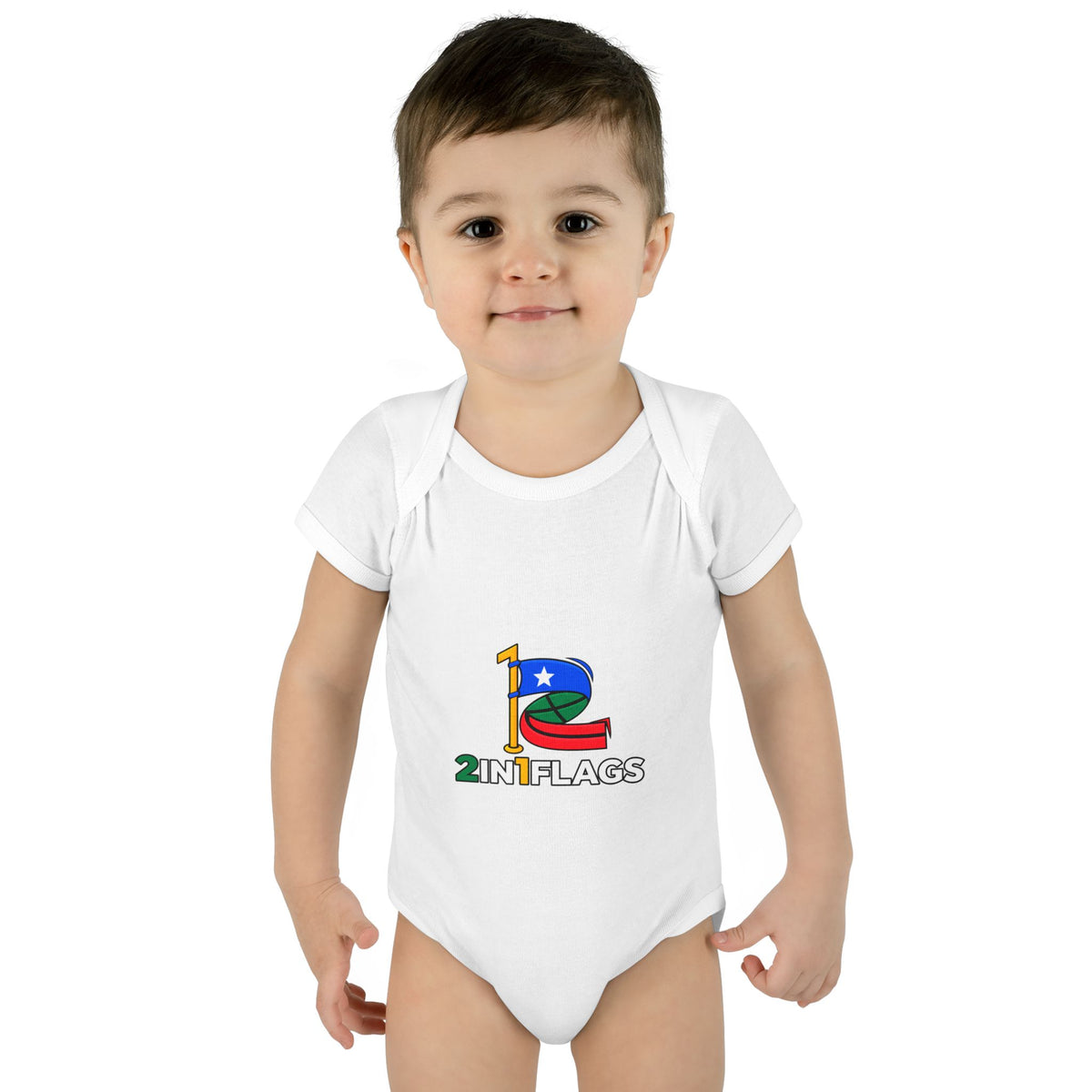 Custom 2in1 Flag Baby Bodysuit with custom dual flag design