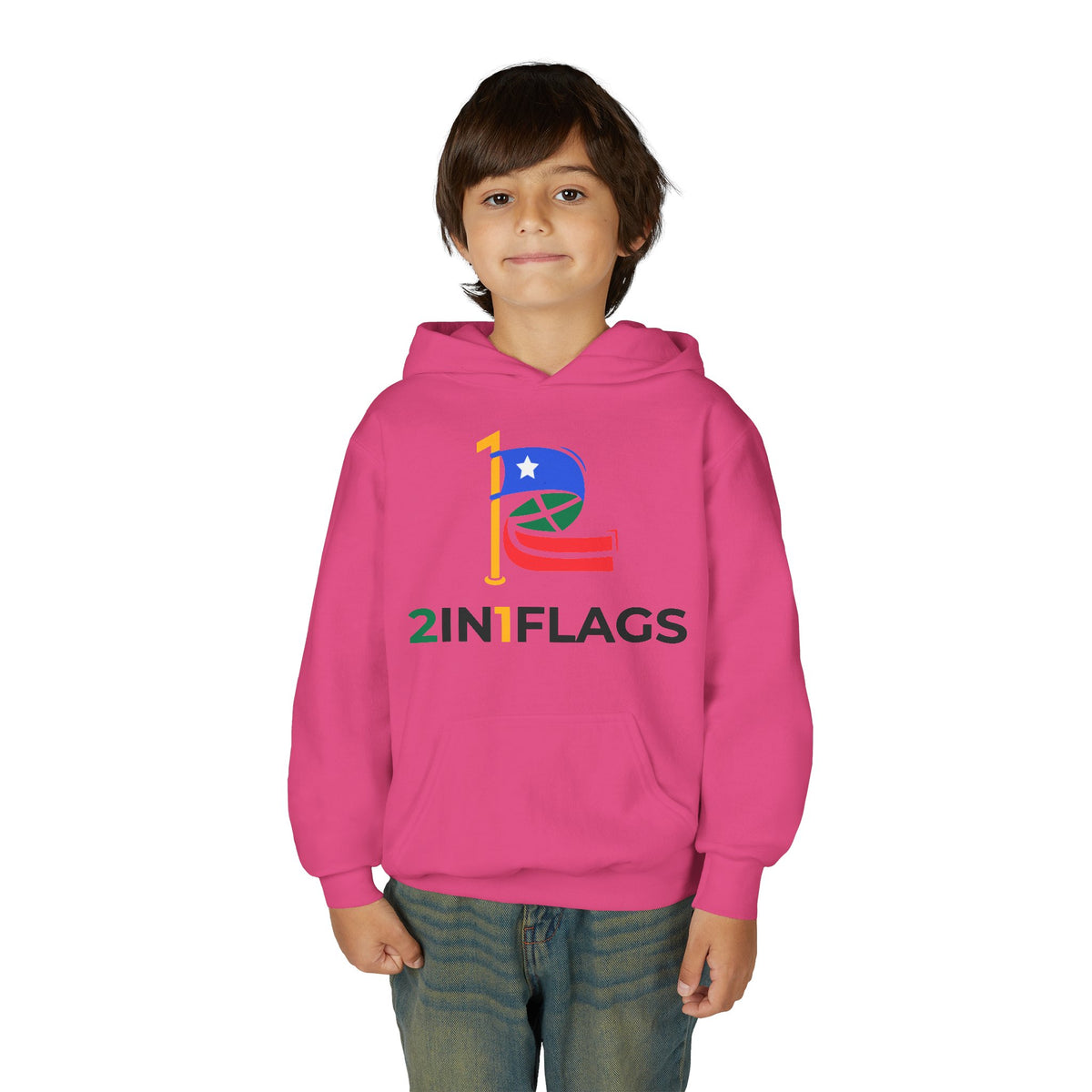 Custom 2in1 Flag Youth Hoodie with custom dual flag design