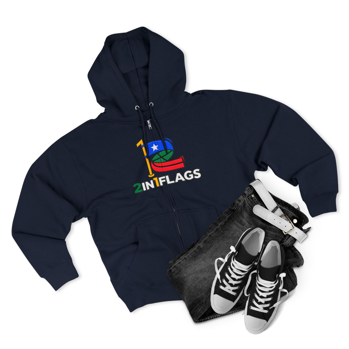 Custom 2in1 Flag Zip Hoodie with custom dual flag design