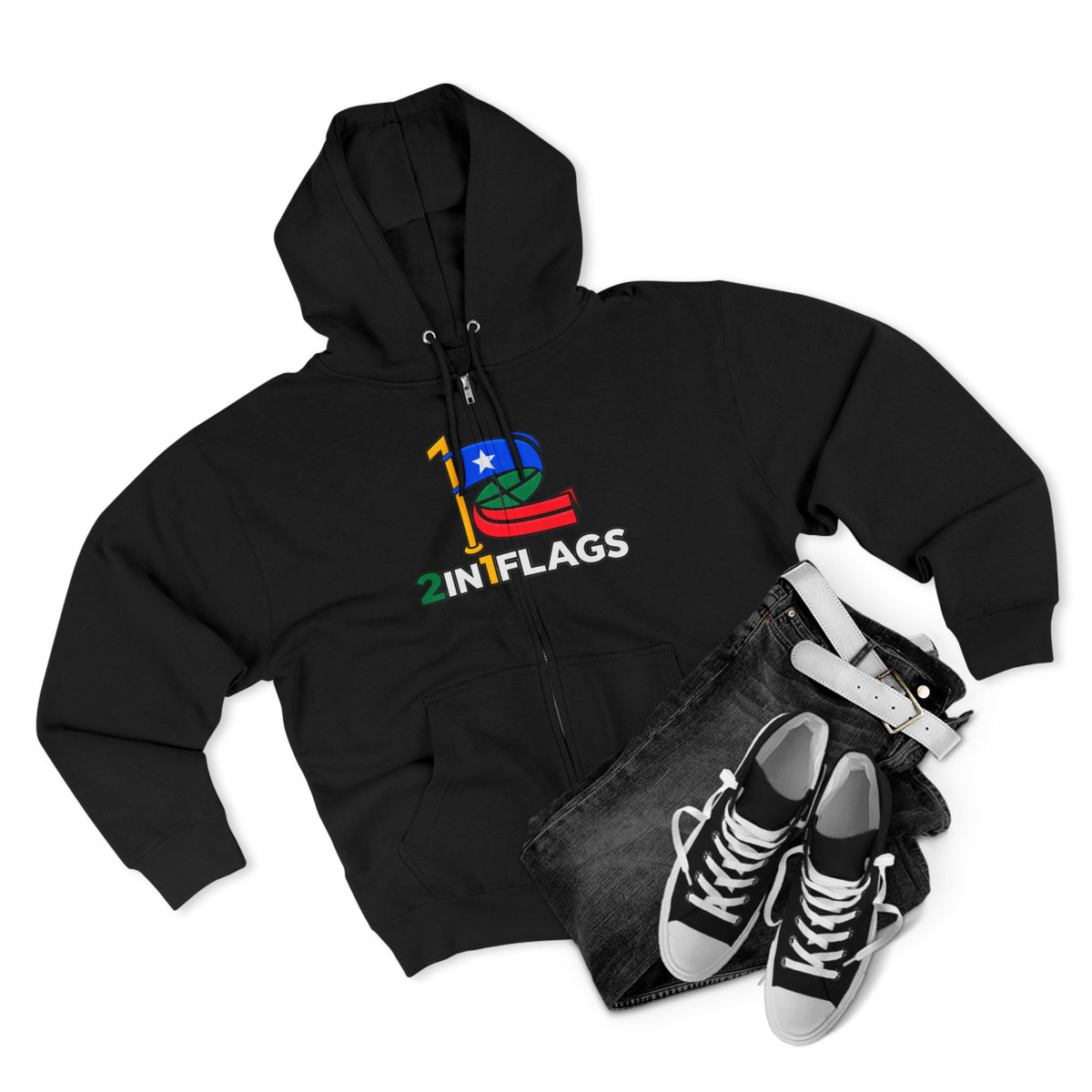 Custom 2in1 Flag Zip Hoodie with custom dual flag design