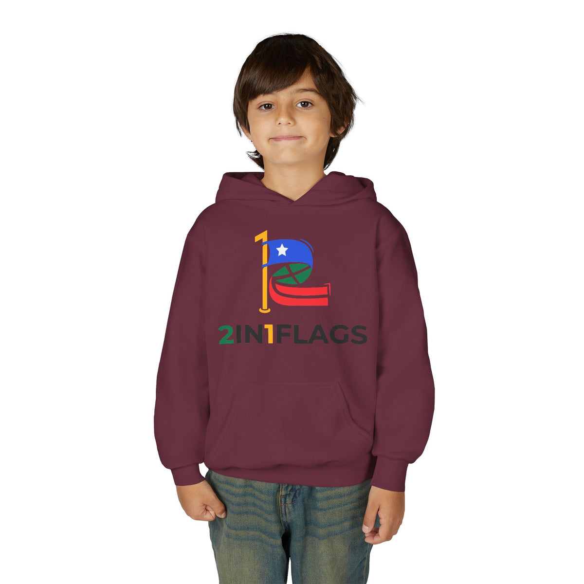 Custom 2in1 Flag Youth Hoodie with custom dual flag design