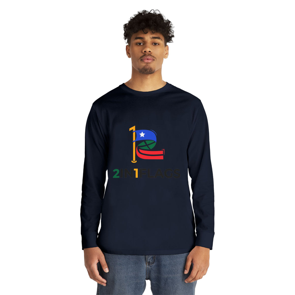 Custom 2in1 Flag Long Sleeve Tee with custom dual flag design