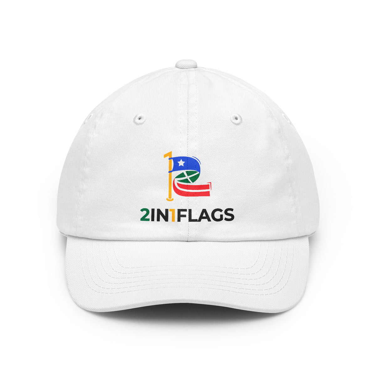 Custom 2in1 Flag Dad Hat in White with custom dual flag design