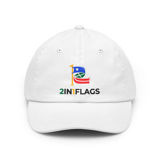 Custom 2in1 Flag Dad Hat in White with custom dual flag design