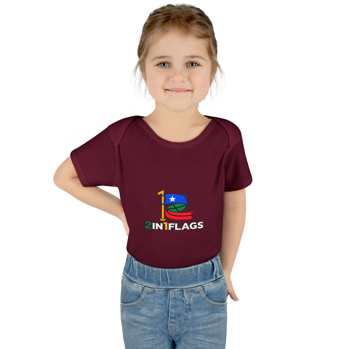 Custom 2in1 Flag Baby Bodysuit with custom dual flag design
