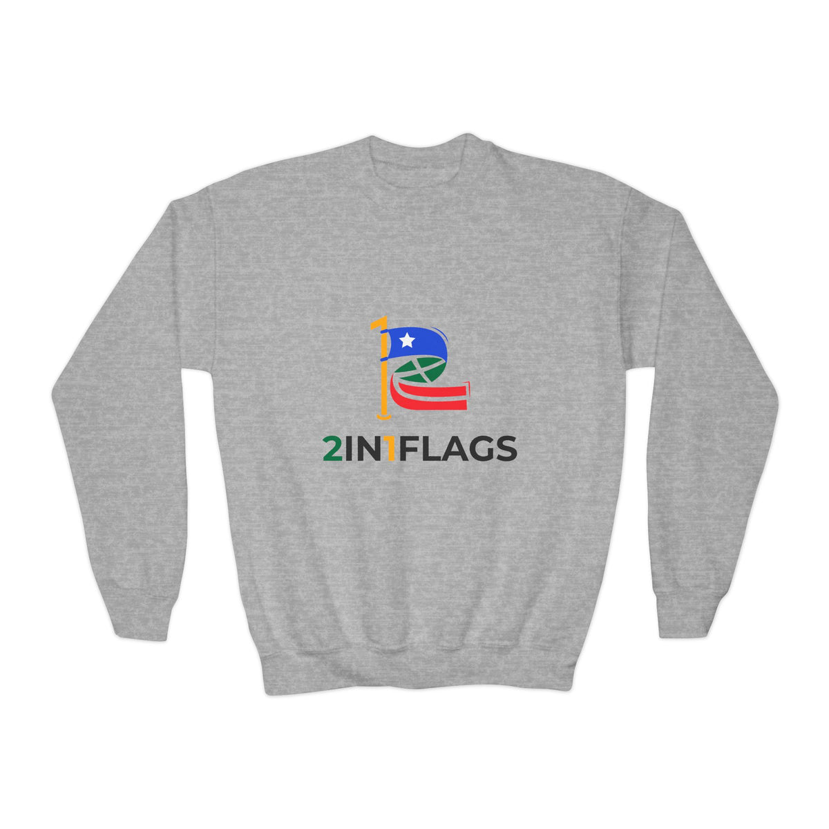 Custom 2in1 Flag Youth Crewneck Sweatshirt with custom dual flag design