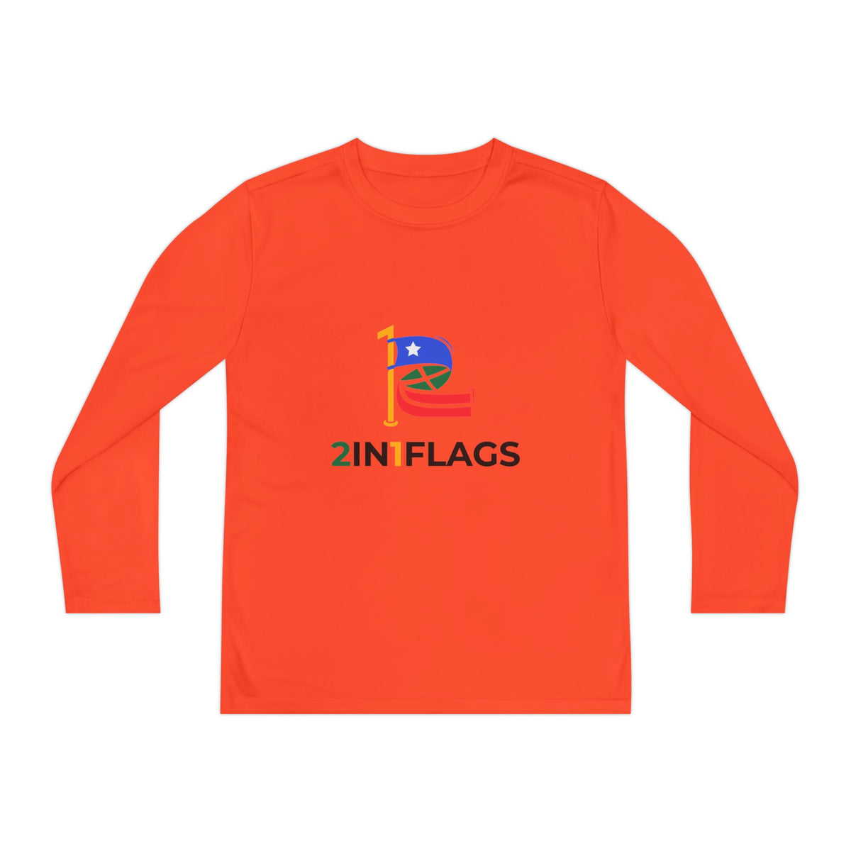 Custom 2in1 Flag Youth Long Sleeve Tee with custom dual flag design