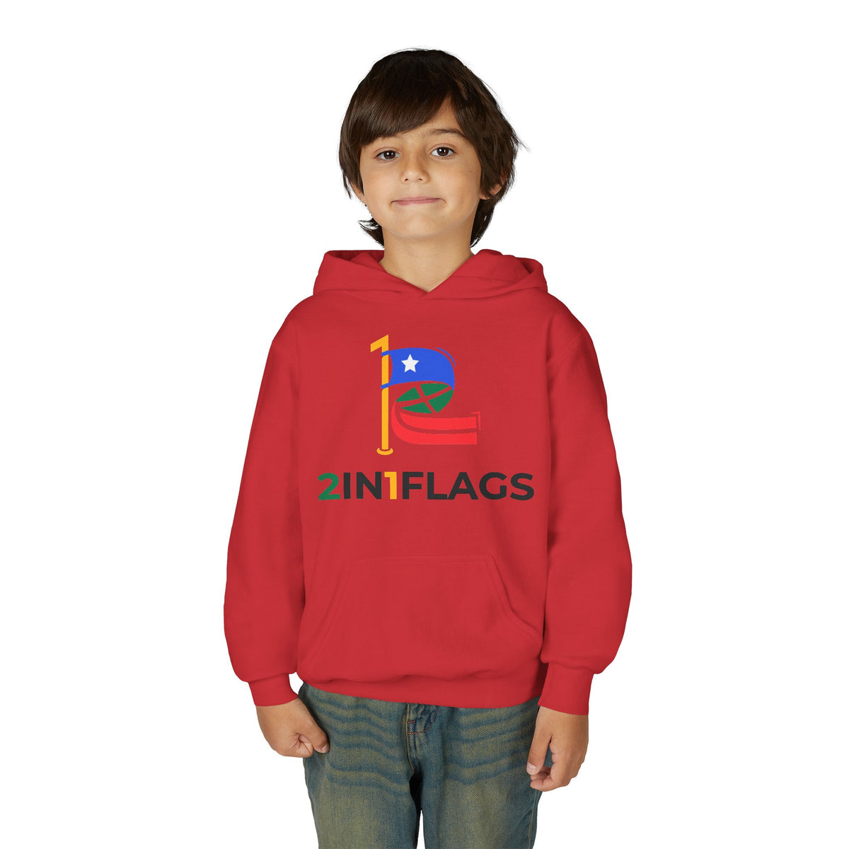 Custom 2in1 Flag Youth Hoodie with custom dual flag design