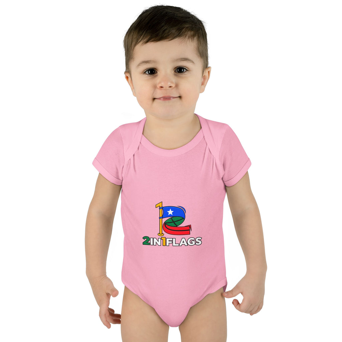 Custom 2in1 Flag Baby Bodysuit with custom dual flag design