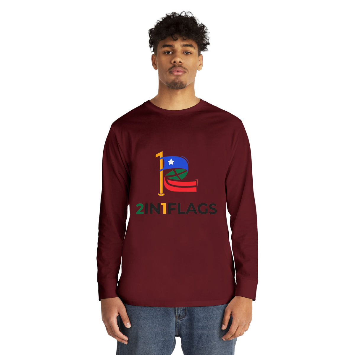 Custom 2in1 Flag Long Sleeve Tee with custom dual flag design