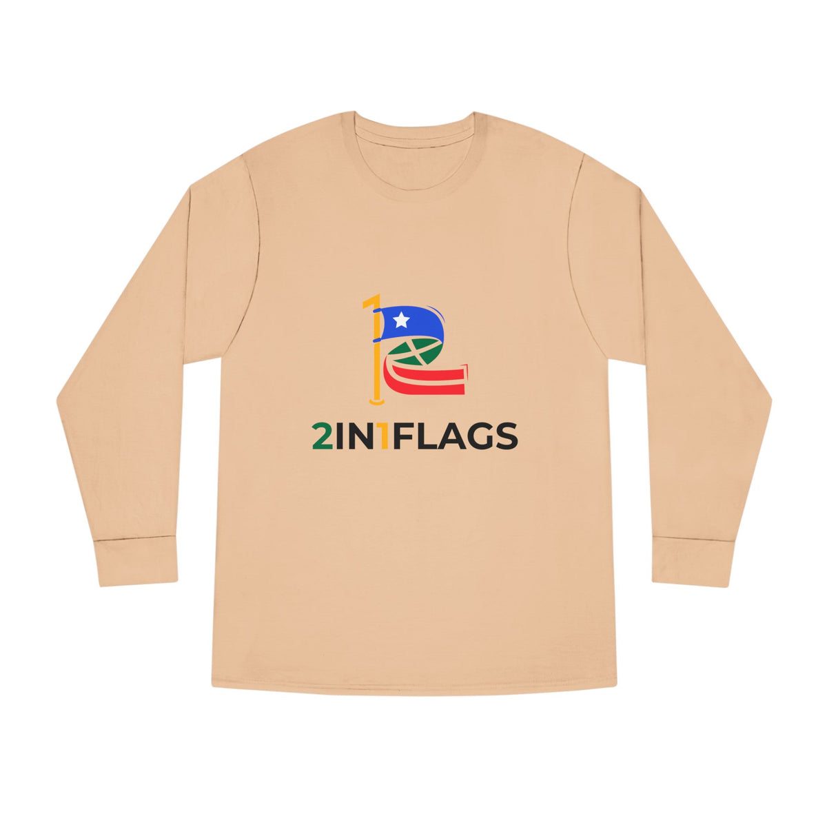 Custom 2in1 Flag Long Sleeve Tee with custom dual flag design