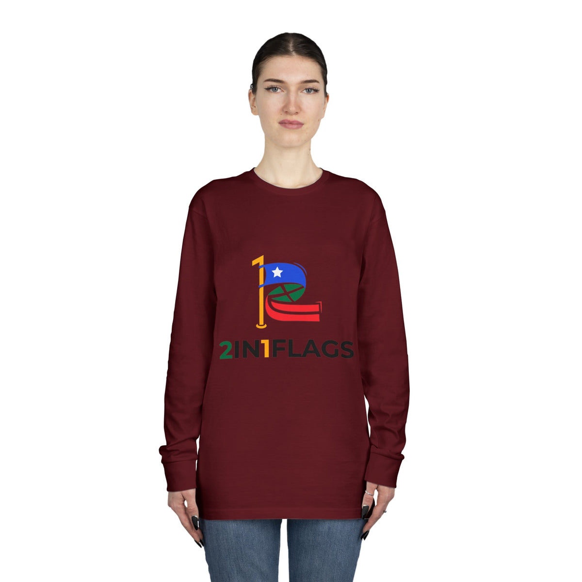 Custom 2in1 Flag Long Sleeve Tee with custom dual flag design
