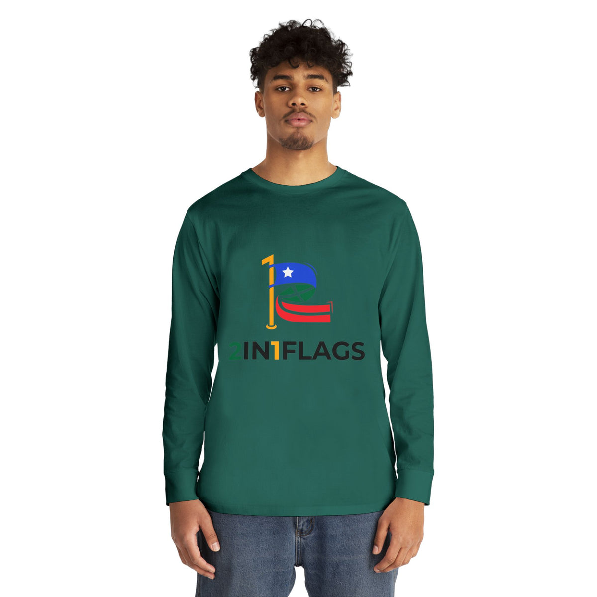 Custom 2in1 Flag Long Sleeve Tee with custom dual flag design