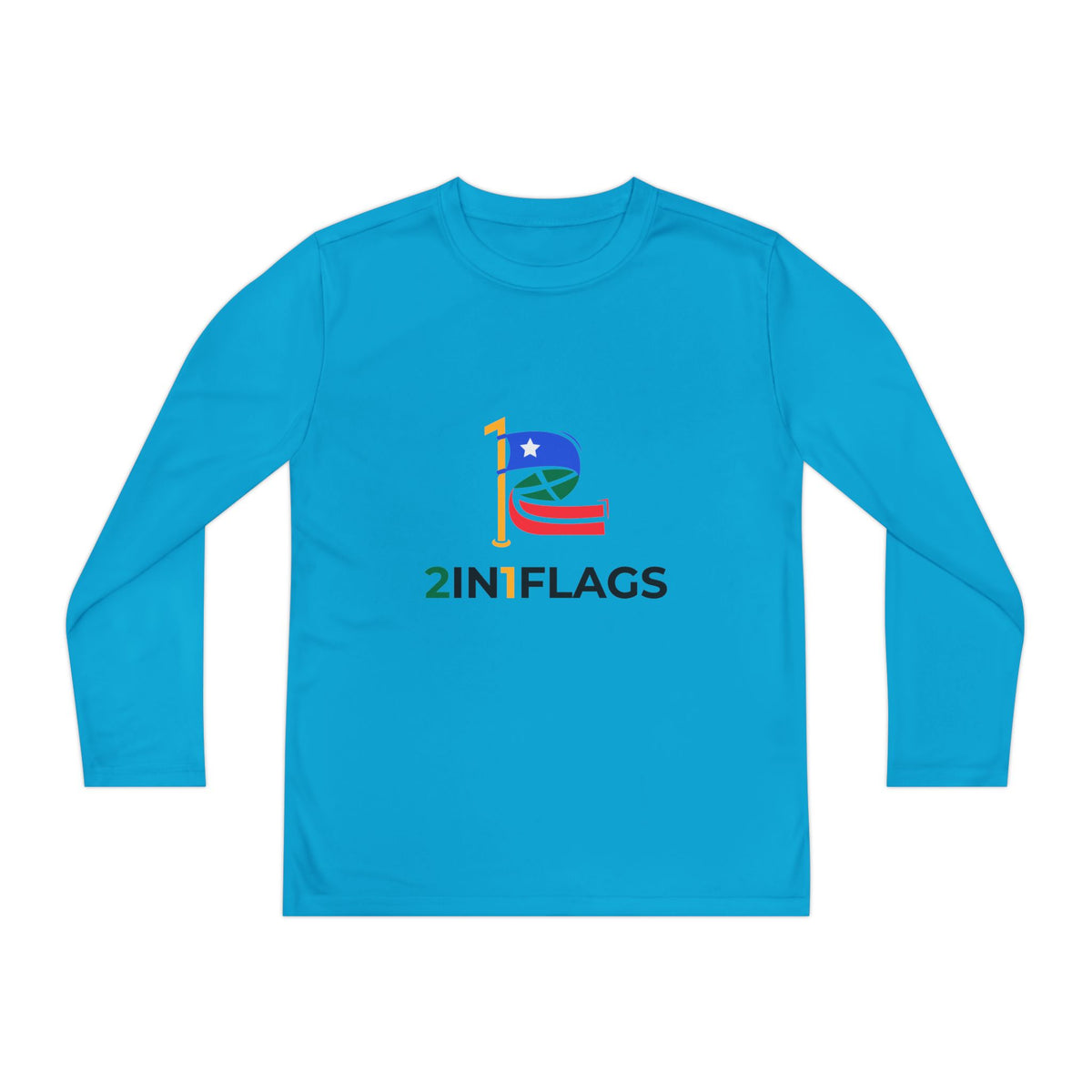 Custom 2in1 Flag Youth Long Sleeve Tee with custom dual flag design