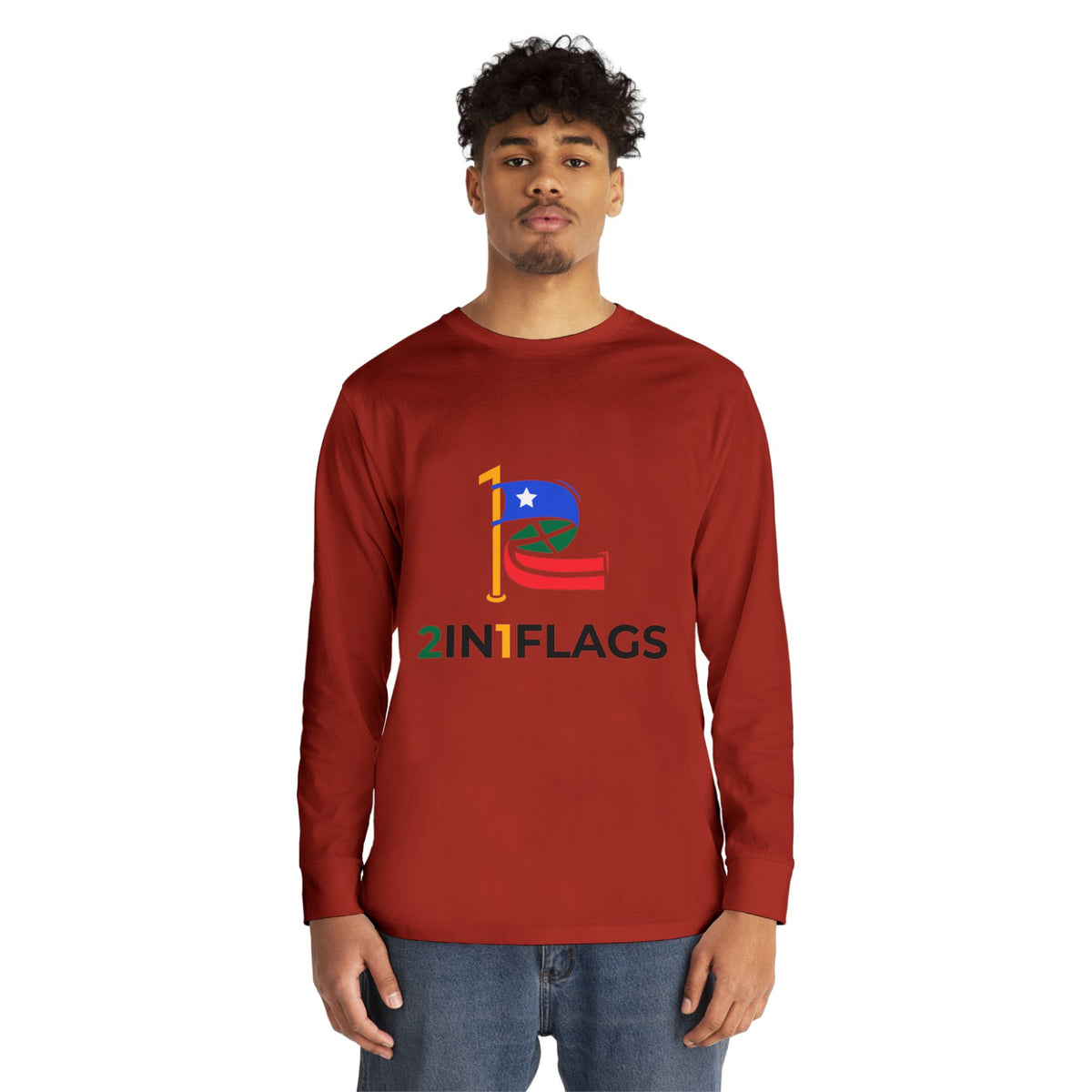 Custom 2in1 Flag Long Sleeve Tee with custom dual flag design