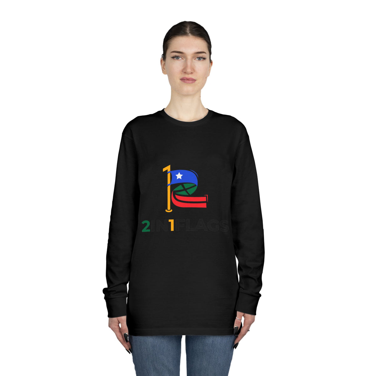 Custom 2in1 Flag Long Sleeve Tee with custom dual flag design