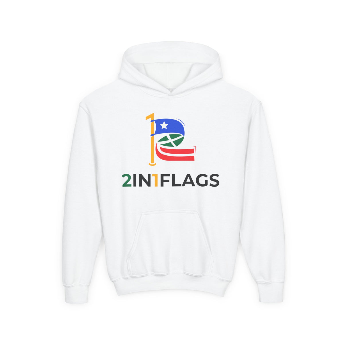 Custom 2in1 Flag Youth Hoodie in Carolina Blue with custom dual flag design