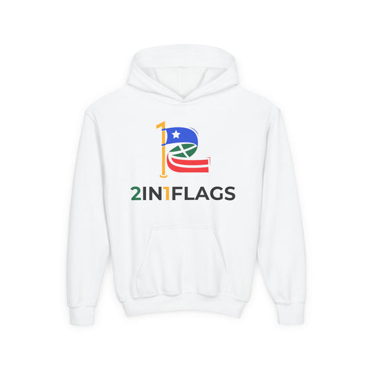 Custom 2in1 Flag Youth Hoodie in Carolina Blue with custom dual flag design