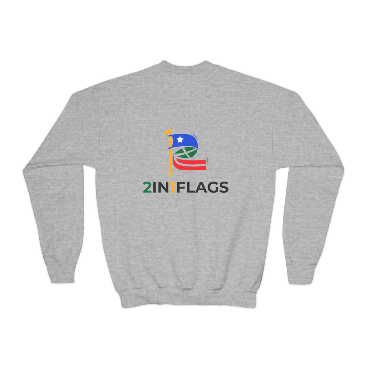 Custom 2in1 Flag Youth Crewneck Sweatshirt with custom dual flag design