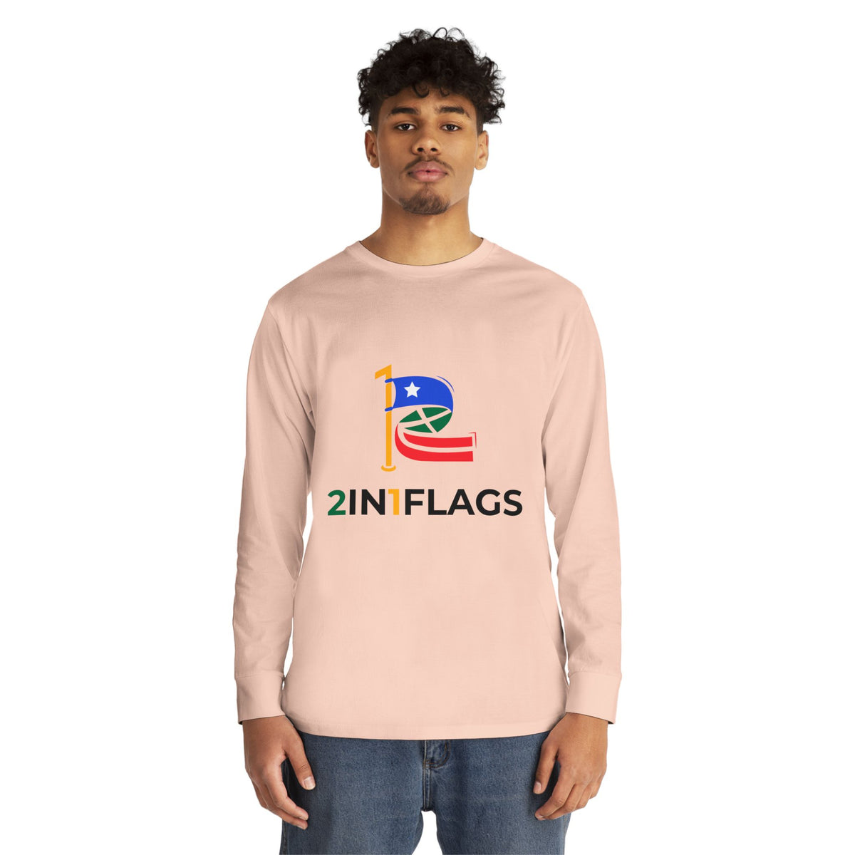 Custom 2in1 Flag Long Sleeve Tee with custom dual flag design