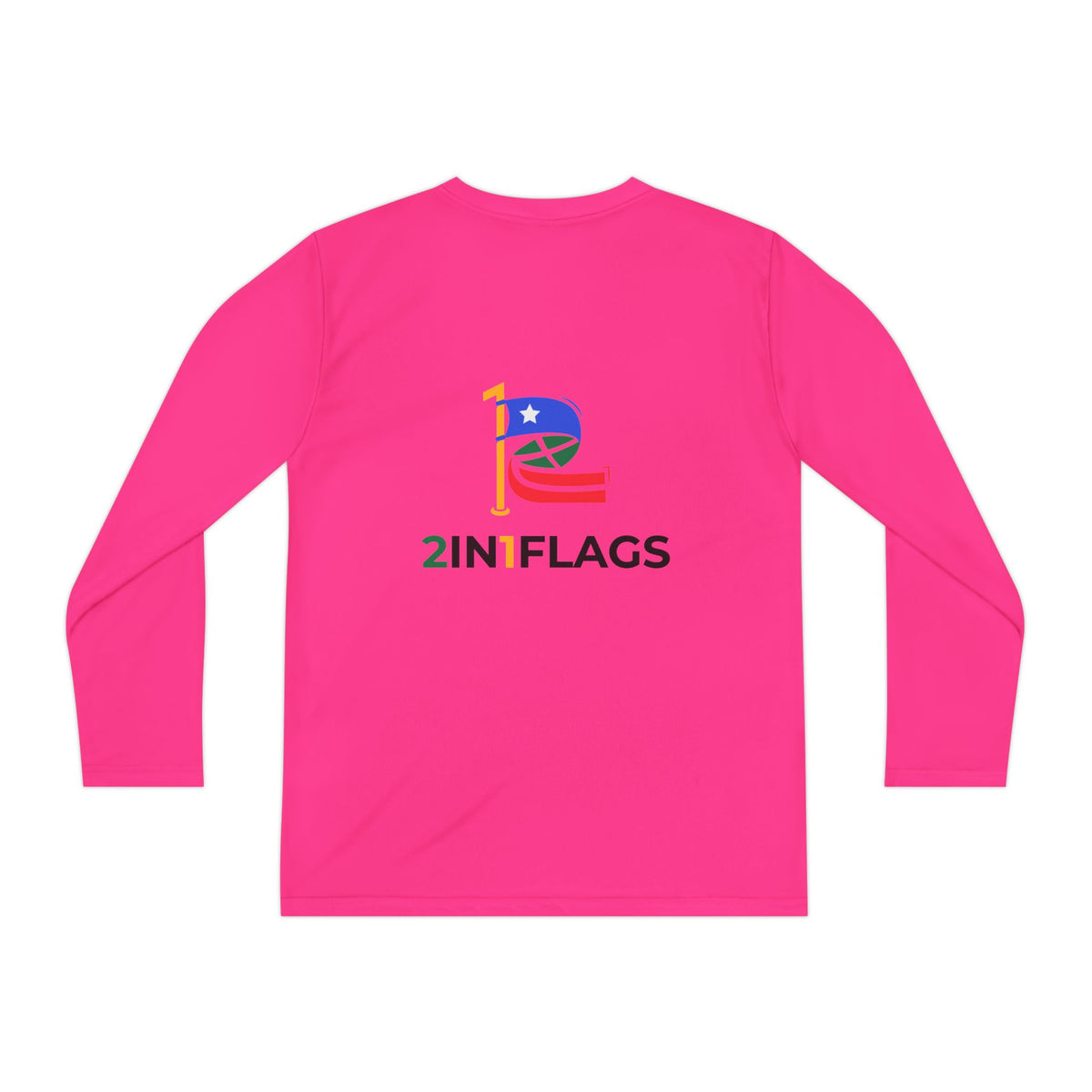 Custom 2in1 Flag Youth Long Sleeve Tee with custom dual flag design