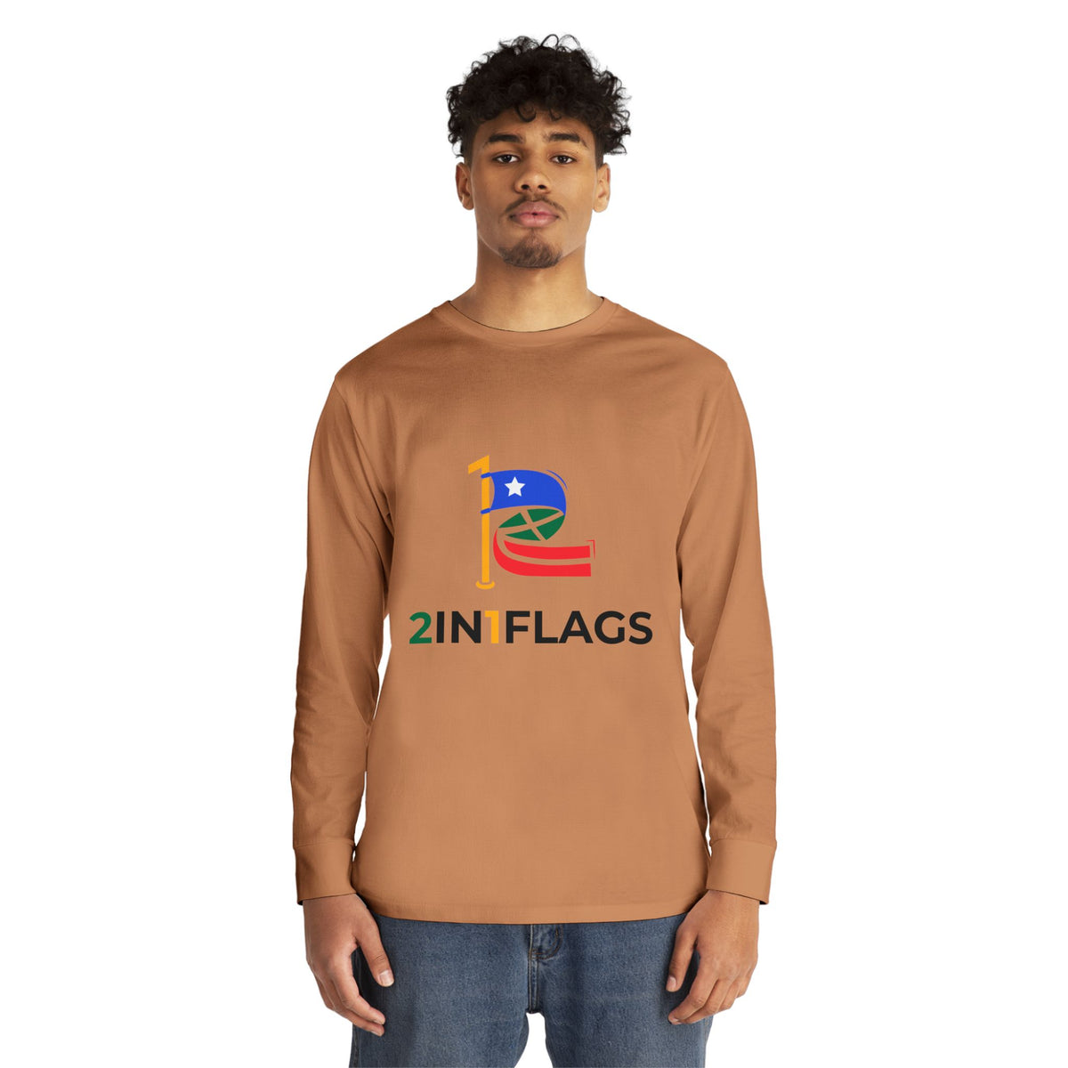 Custom 2in1 Flag Long Sleeve Tee with custom dual flag design