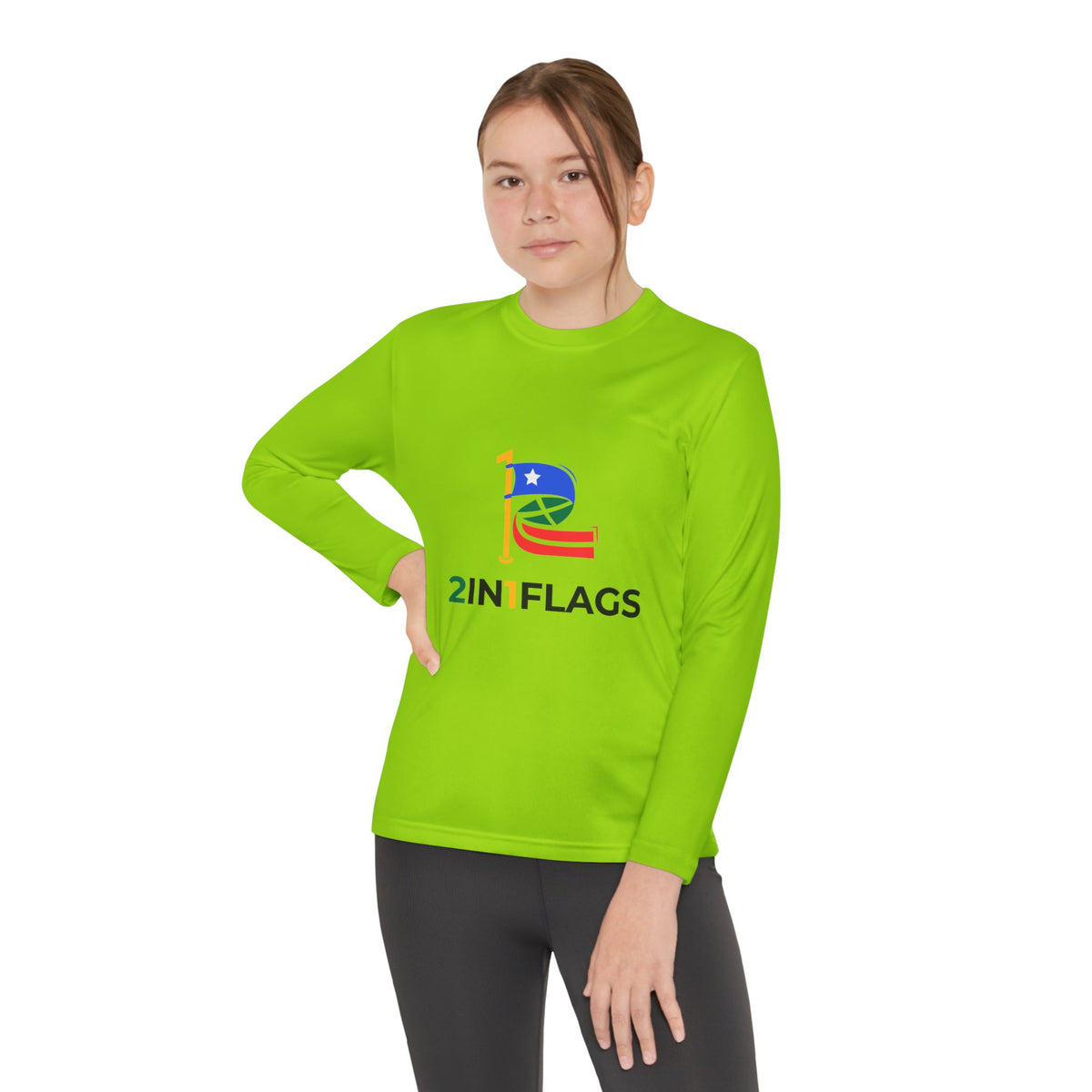 Custom 2in1 Flag Youth Long Sleeve Tee with custom dual flag design