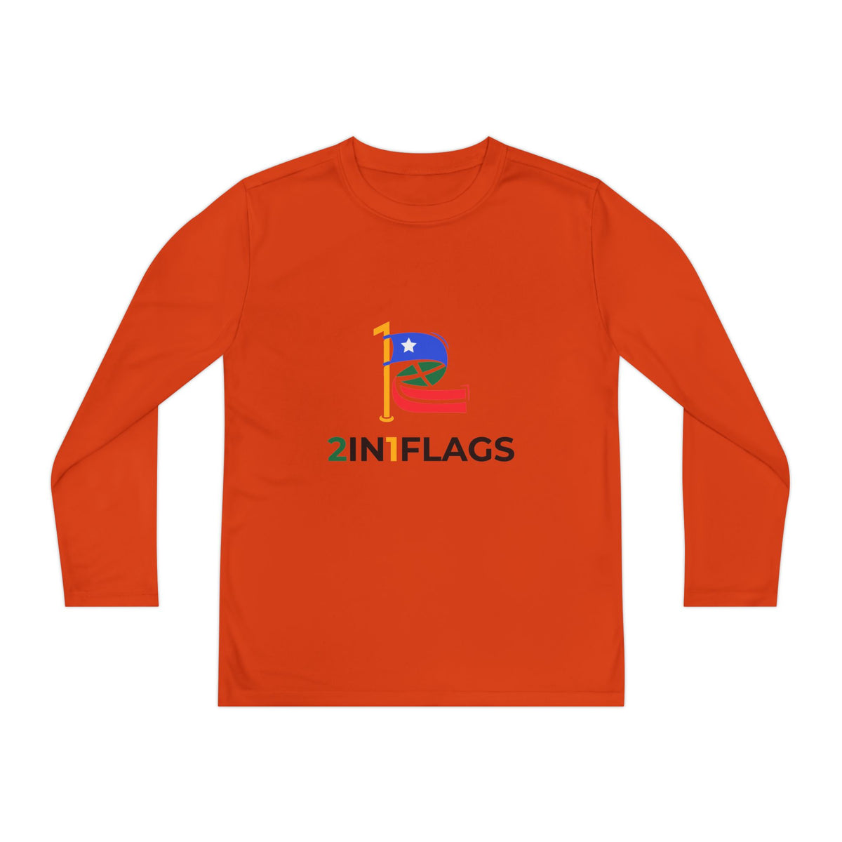 Custom 2in1 Flag Youth Long Sleeve Tee with custom dual flag design