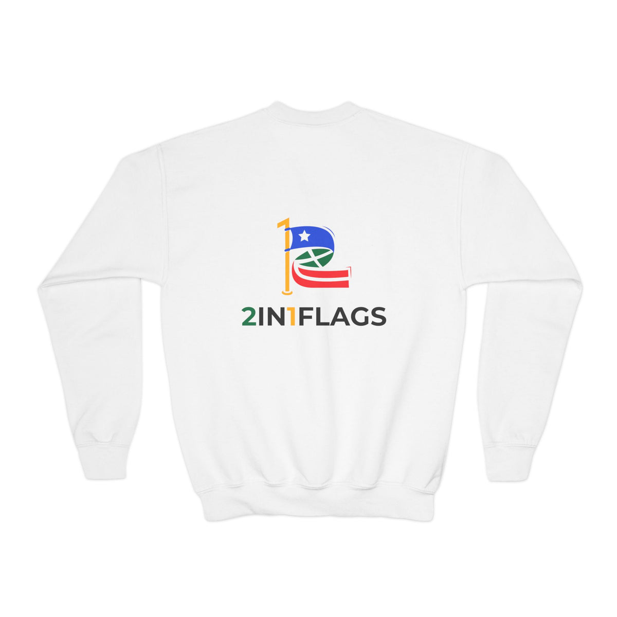 Custom 2in1 Flag Youth Crewneck Sweatshirt with custom dual flag design