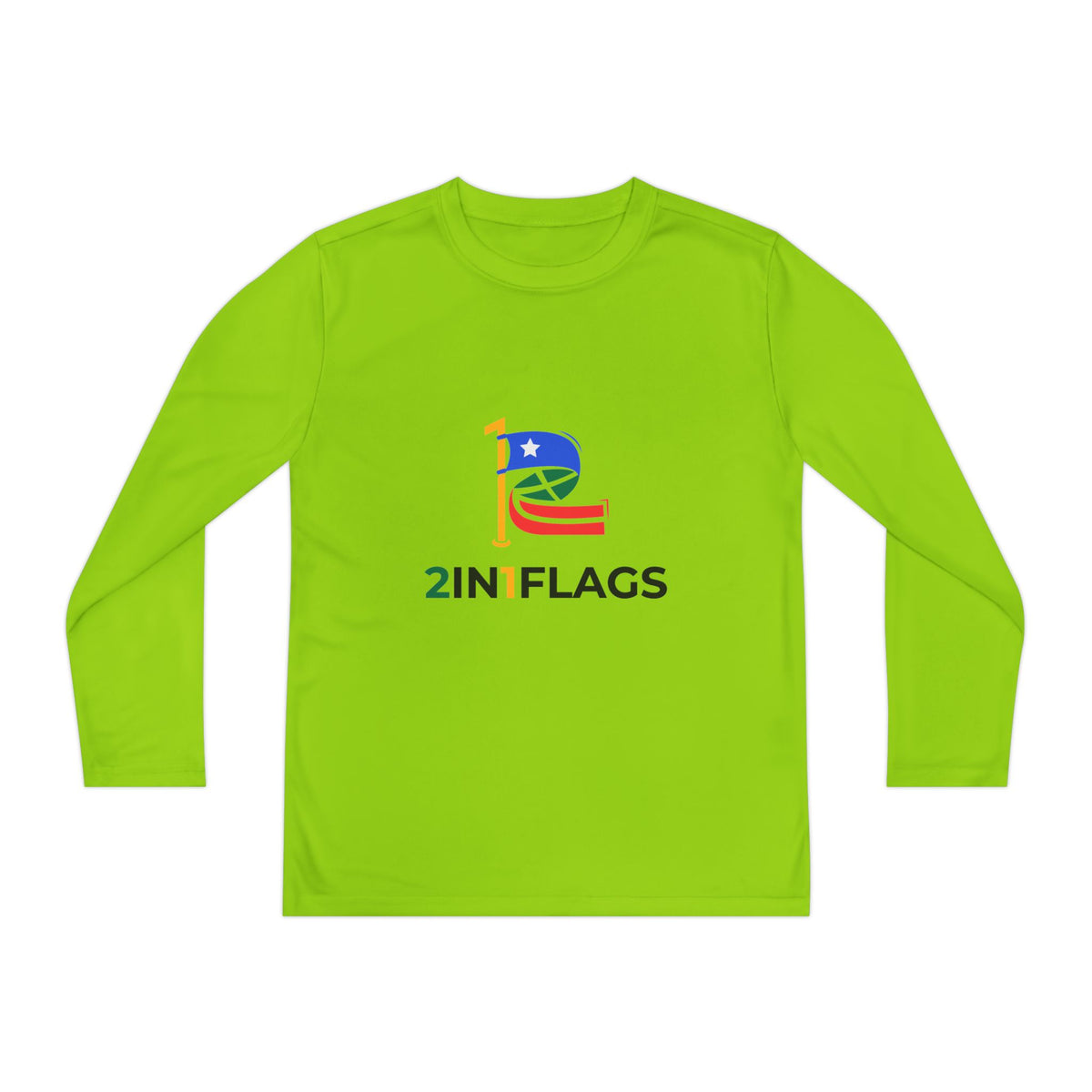 Custom 2in1 Flag Youth Long Sleeve Tee with custom dual flag design