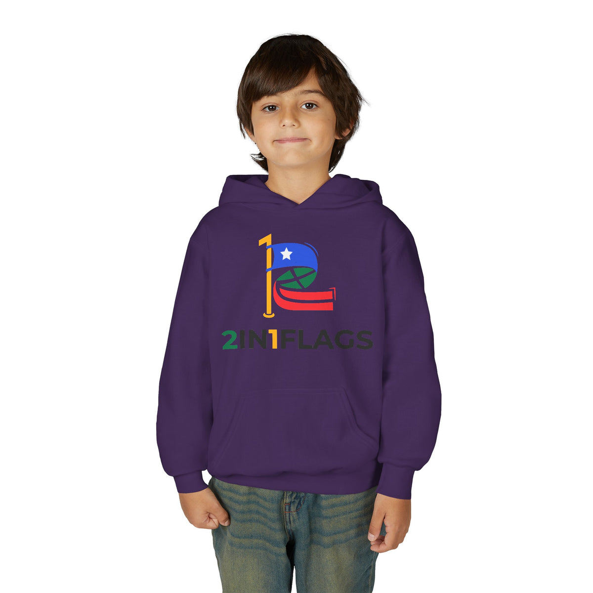 Custom 2in1 Flag Youth Hoodie with custom dual flag design
