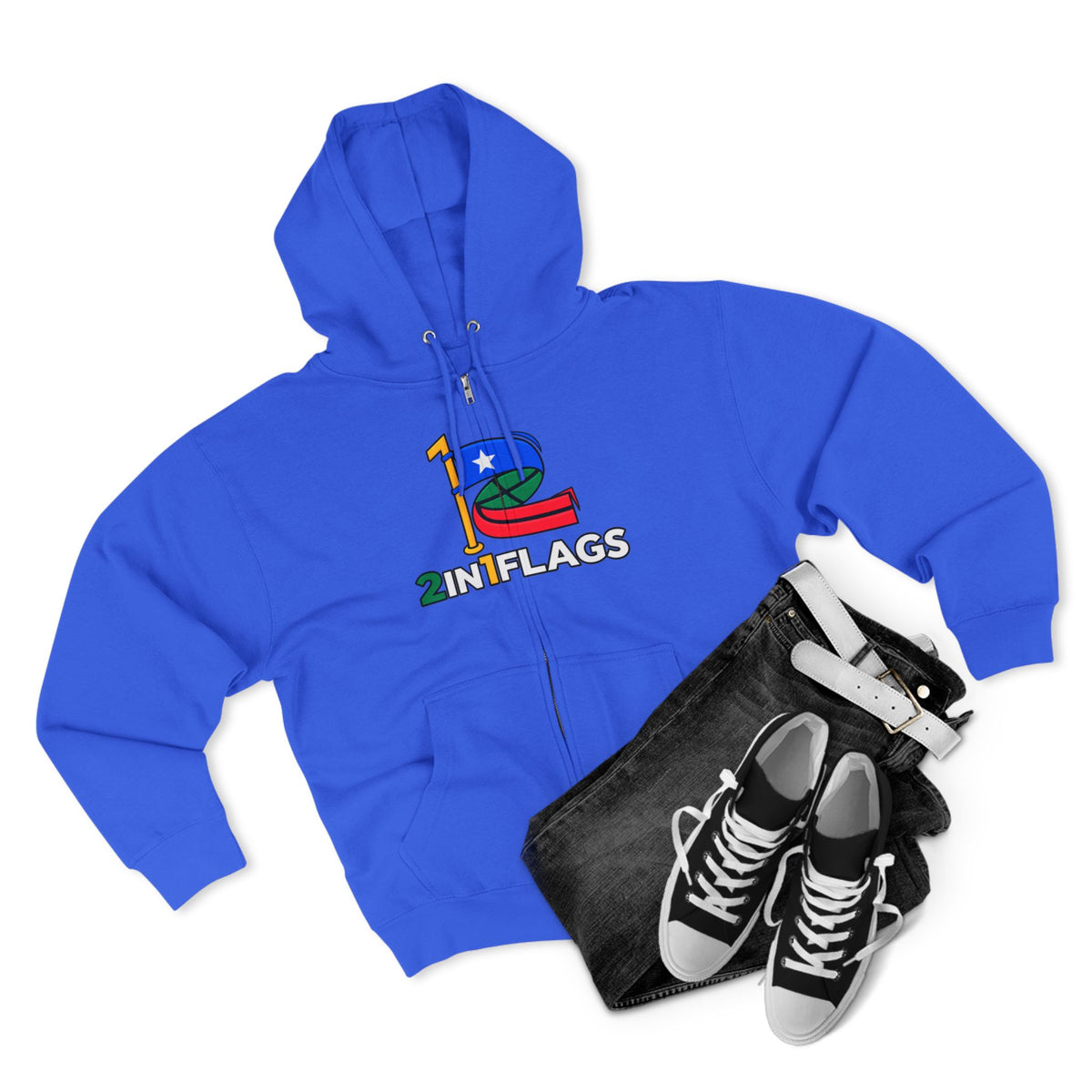 Custom 2in1 Flag Zip Hoodie with custom dual flag design