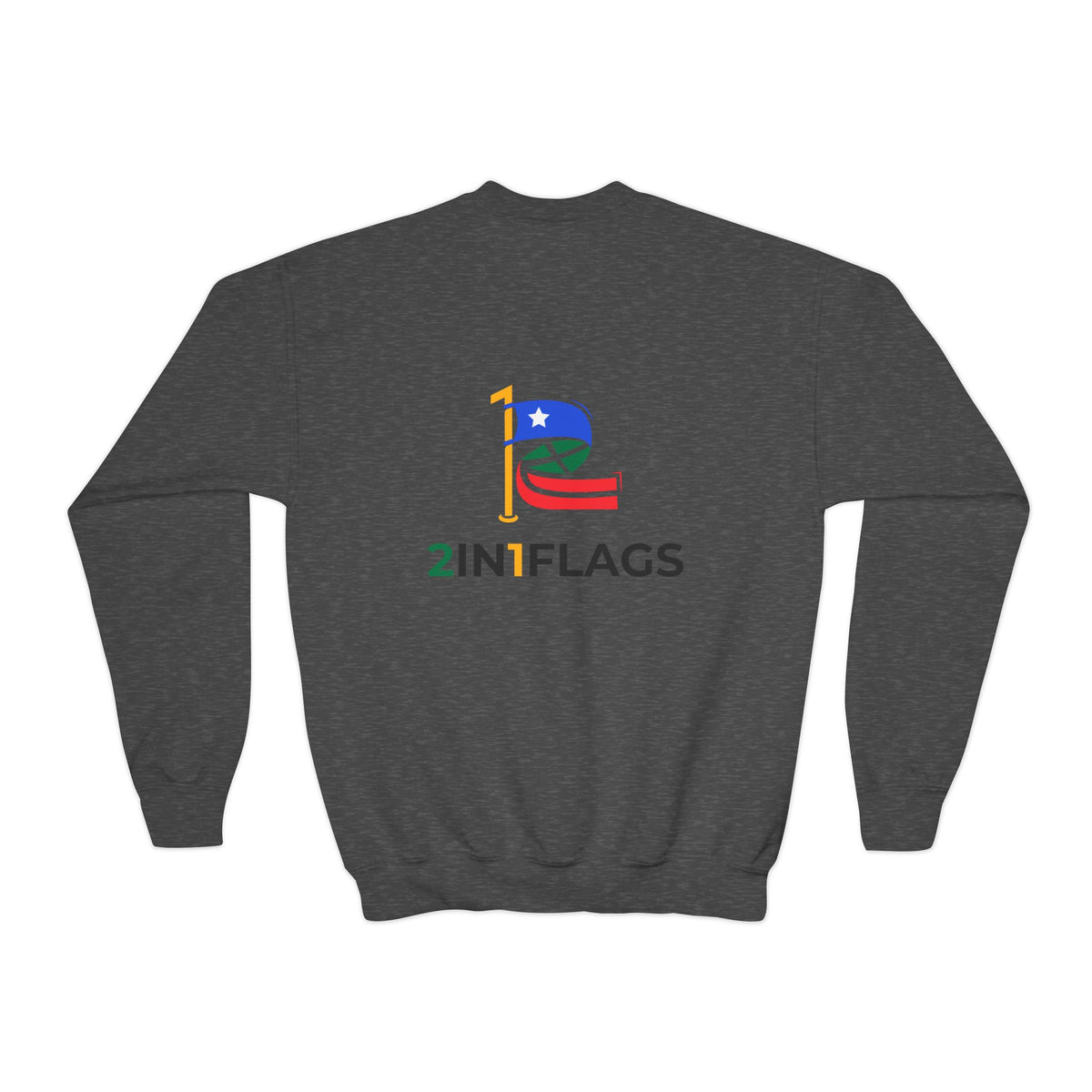 Custom 2in1 Flag Youth Crewneck Sweatshirt with custom dual flag design