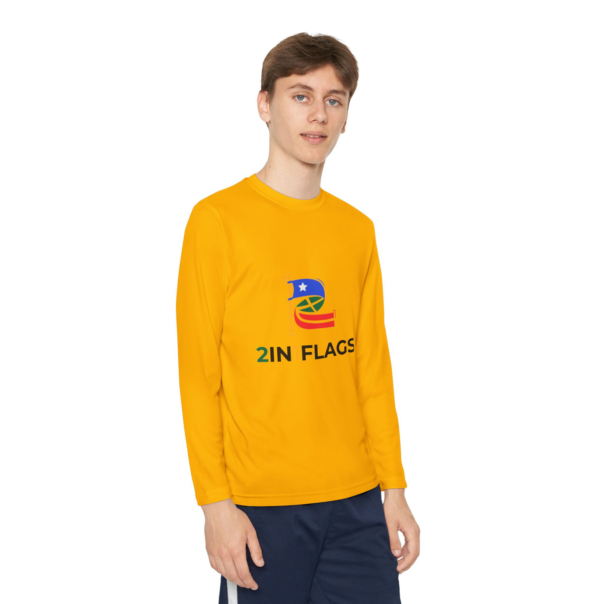 Custom 2in1 Flag Youth Long Sleeve Tee with custom dual flag design