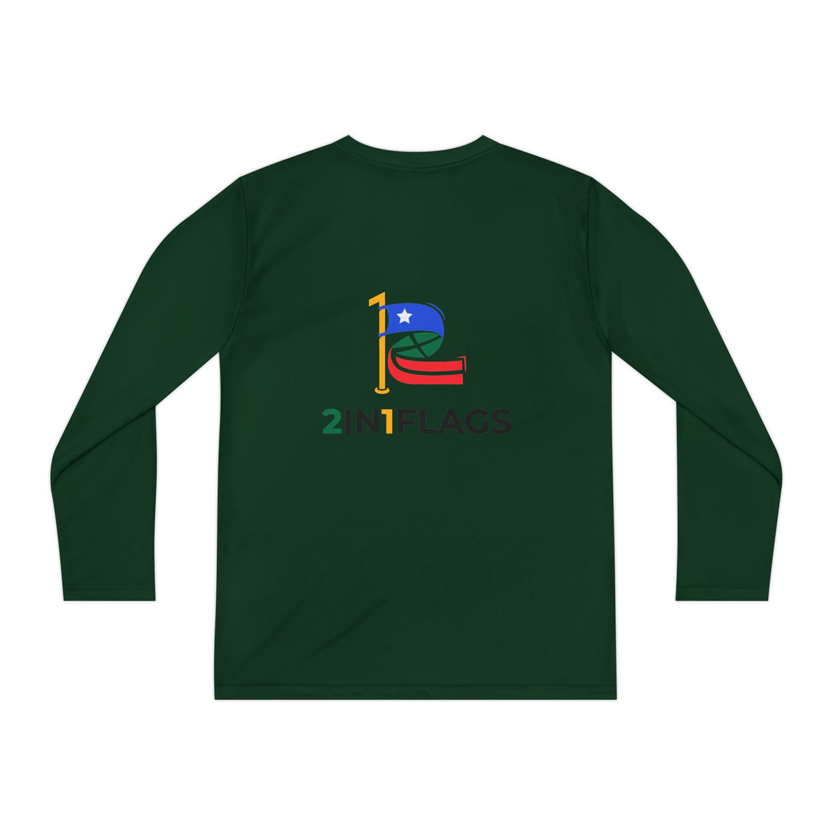 Custom 2in1 Flag Youth Long Sleeve Tee with custom dual flag design