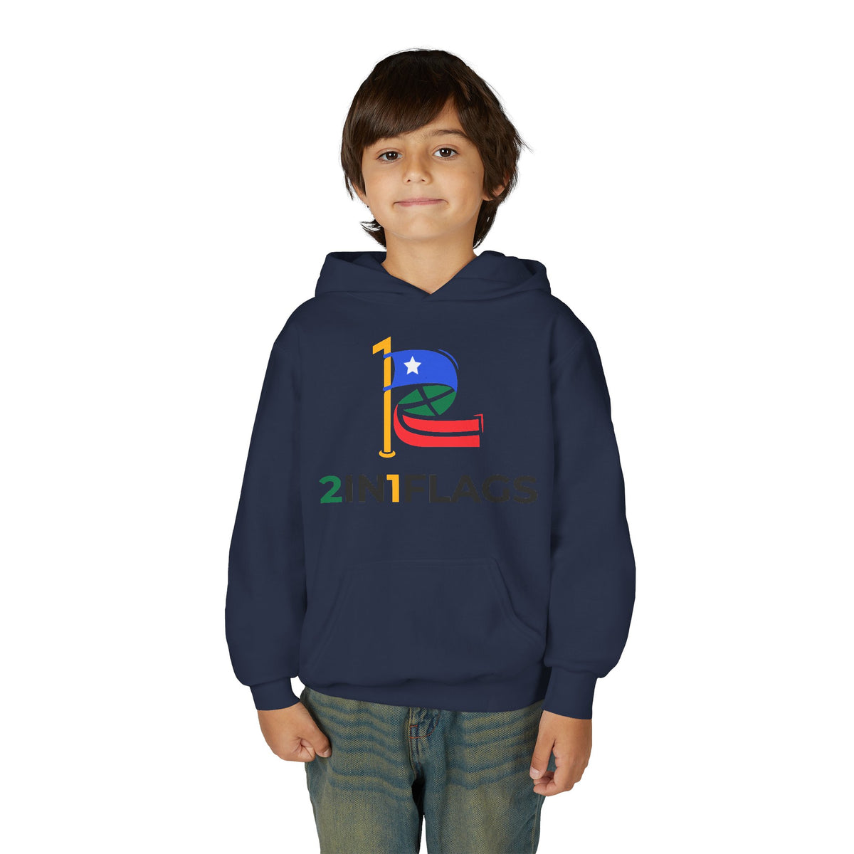 Custom 2in1 Flag Youth Hoodie with custom dual flag design