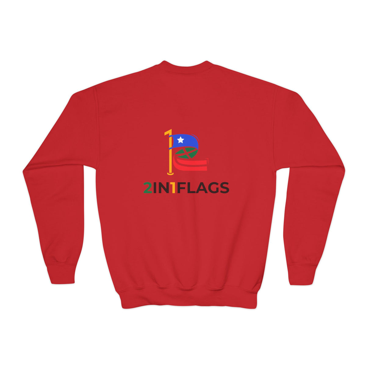 Custom 2in1 Flag Youth Crewneck Sweatshirt with custom dual flag design