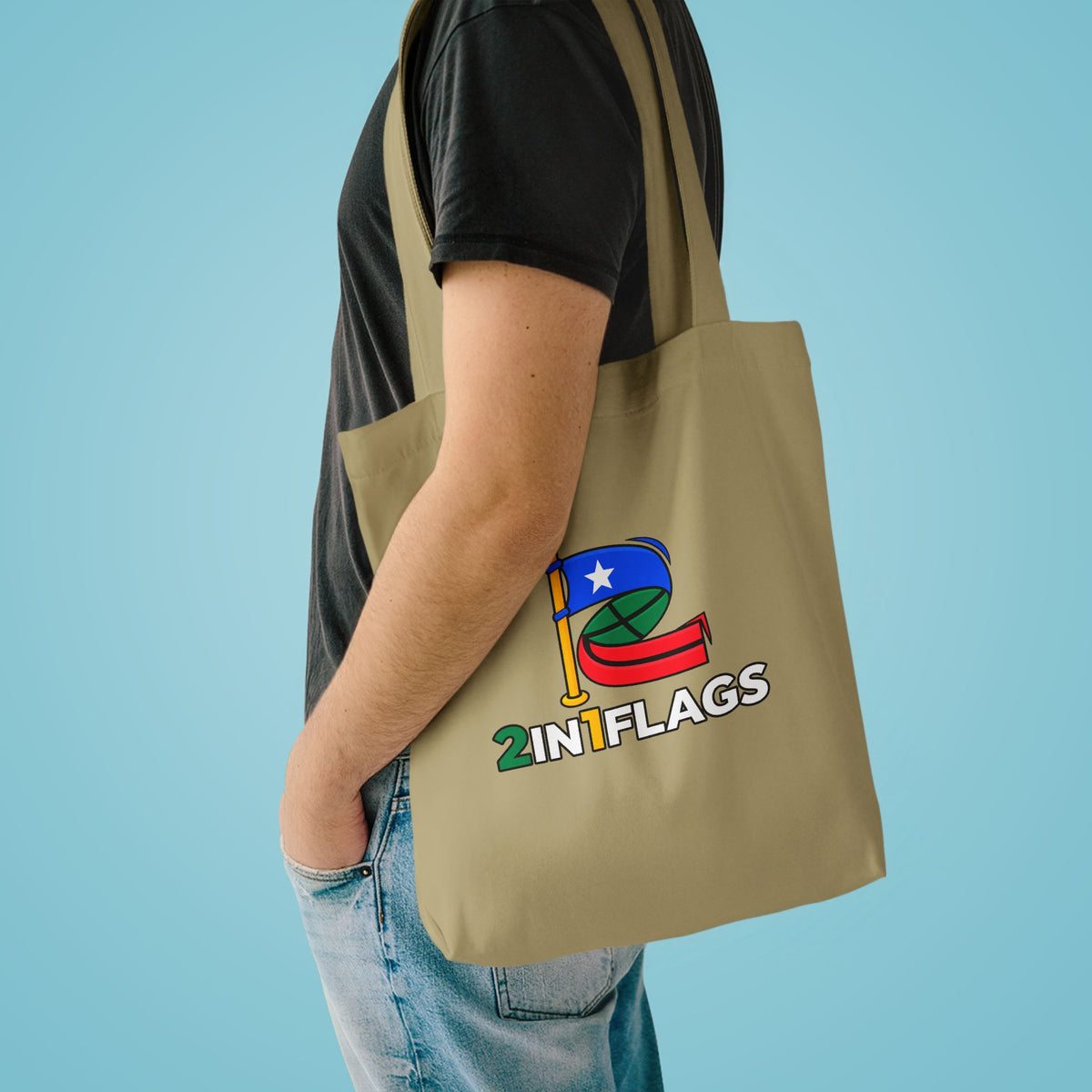 Custom 2in1 Flag Tote Bag with custom dual flag design